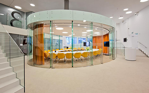 Glass conference room.