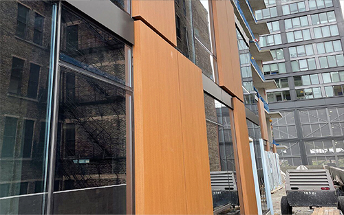 Corten ACM panels on a building.